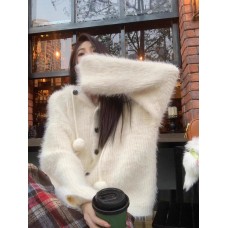 Women Fuzzy Solid Color Hooded Outwear Coats