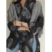 100  Cotton Women Floral Print Chest Pocket Lapel Long Sleeve Shirts