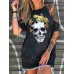 Designer Skeleton Floral Print Casual T  Shirts For Women