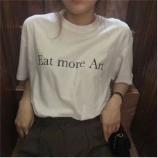 Casual Letter Print Round Neck Short Sleeve T  shirts