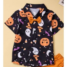 Halloween Cartoon Funny Print Short Sleeve Women Casual Shirts