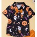 Halloween Cartoon Funny Print Short Sleeve Women Casual Shirts