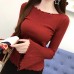 Plus Size Contrast Color One Shoulder Bell Sleeve Knit Sweaters