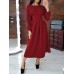 Women Puff Sleeve Party Elegant Calf Length Casual Midi Dresses