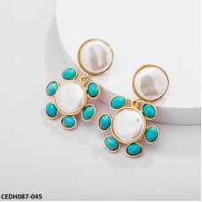 CEDH087 RYO Round Beads Drop Earrings Pair