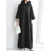 Women Loose Sweatshirt Maxi Length Side Pockets Hooded Midi Dresses