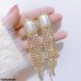 TEDH296 DDJ Pearl Tassel Drop Earrings Pair